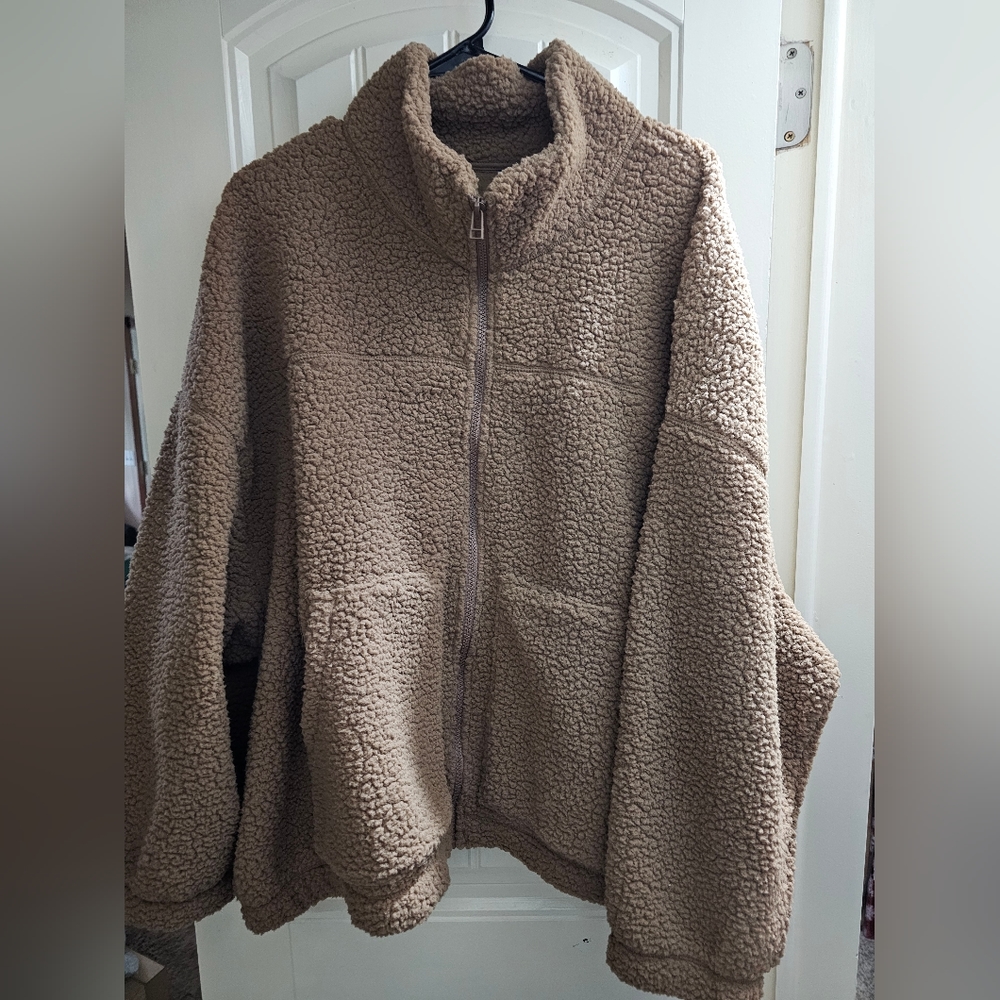 Old Navy Slouchy Sherpa Zip Jacket, Size XXL